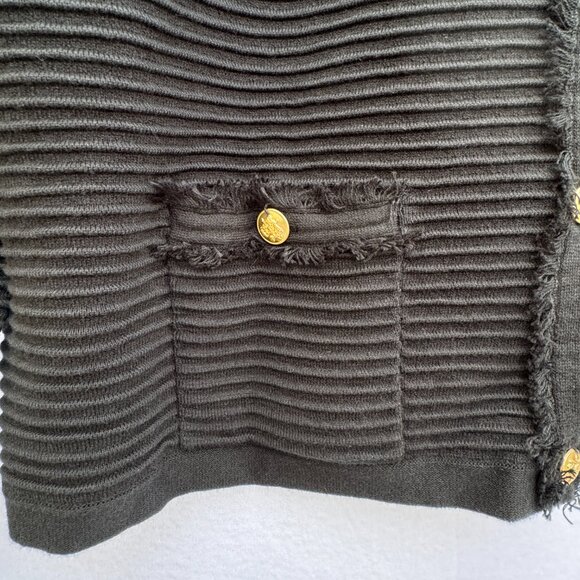 J. CREW Black Textured Cropped Knit Jacket Gold Buttons Trims New Plus Sz 2X - Picture 6 of 8